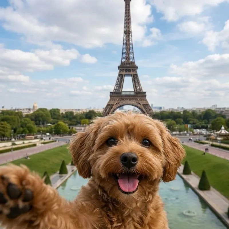 Bichón Maltés frente a la Torre Eiffel — Clinic Vet PDC emite certificados de viaje a Europa
